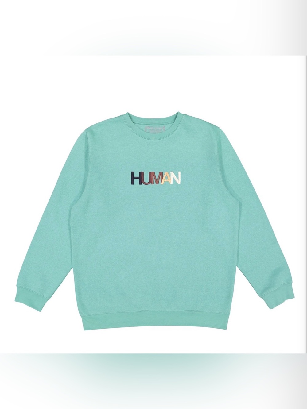 "Human" Embroidered Crewneck Sweatshirt from the humanitarian Wear The Peace M
